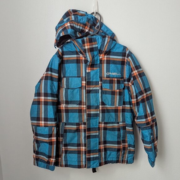 O'Neill Boys Plaid Escape Series Hooded Waterproof Jacket, 8